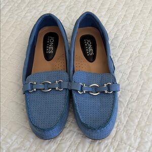 Jones New York Perforated Blue Suade  with buckle Loafers Sz 8